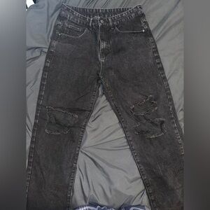 Men's Distressed Black Jeans